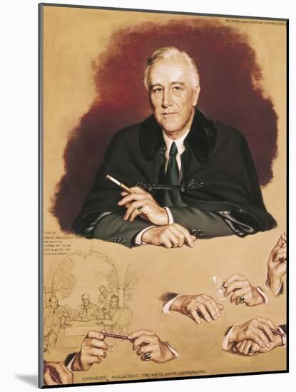 Study of Franklin Delano Roosevelt for the Painting "Big Three at Yalta"-Douglas Chandor-Mounted Art Print