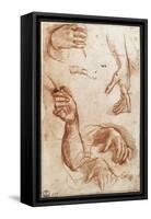 Study of hands drawing, charcoal-Andrea Del Sarto-Framed Stretched Canvas
