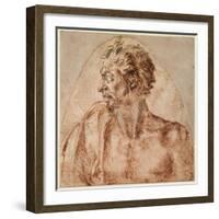 Study of Head and Shoulders-Michelangelo Buonarroti-Framed Giclee Print