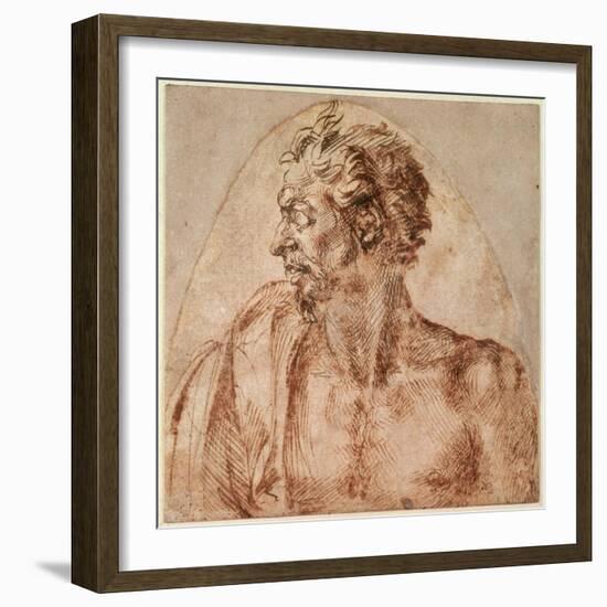 Study of Head and Shoulders-Michelangelo Buonarroti-Framed Giclee Print