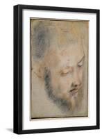 Study of Head (Charcoal on Paper, 1580-1583)-Federico Fiori Barocci or Baroccio-Framed Giclee Print