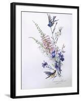 Study of Heather Cornflower and Blossom-Madeleine Lemaire-Framed Giclee Print