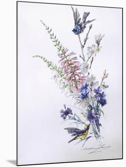 Study of Heather Cornflower and Blossom-Madeleine Lemaire-Mounted Giclee Print