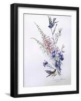 Study of Heather Cornflower and Blossom-Madeleine Lemaire-Framed Giclee Print