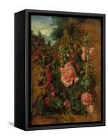 Study of Hollyhocks, C.1826 (Oil on Board)-John Constable-Framed Stretched Canvas