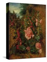 Study of Hollyhocks, C.1826 (Oil on Board)-John Constable-Stretched Canvas