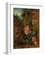 Study of Hollyhocks, C.1826 (Oil on Board)-John Constable-Framed Giclee Print