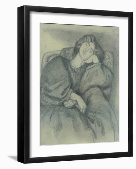 Study of Jane Morris Asleep in an Upholstered Armchair-Dante Gabriel Charles Rossetti-Framed Giclee Print