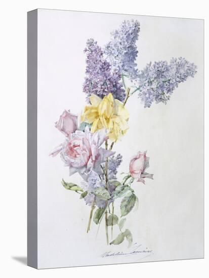 Study of Lilac and Roses-Madeleine Lemaire-Stretched Canvas