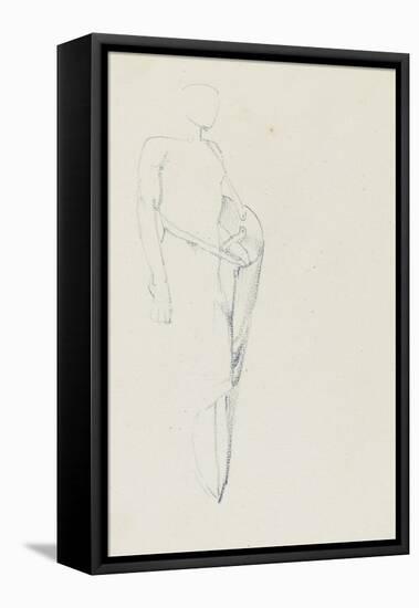 Study of Male with a Shield (Recto) and Female Torso-Edward Burne-Jones-Framed Stretched Canvas