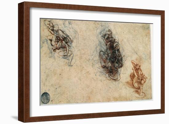 Study of Men Fighting, 1503-4-Leonardo da Vinci-Framed Giclee Print