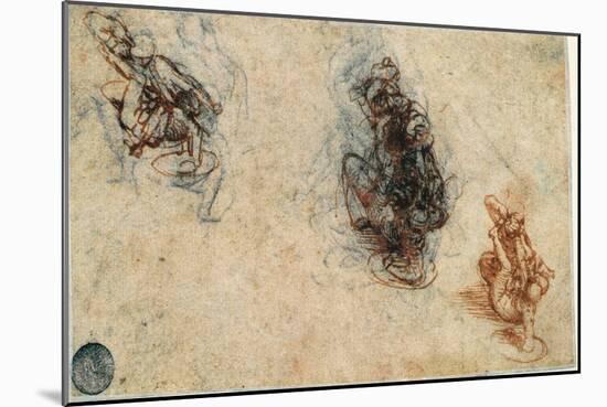 Study of Men Fighting, 1503-4-Leonardo da Vinci-Mounted Giclee Print