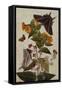 Study of Mirabilis and Origanum Dictamnus with Swallowtail and Ringlet Butterflies-Thomas Robins Jr-Framed Stretched Canvas