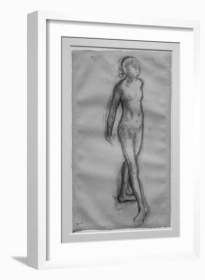 Study of naked dancer, study for Little dancer of fourteen years-Edgar Degas-Framed Giclee Print