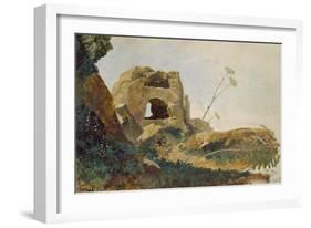 Study of Rocks and Foliage, Agrigento (Girgenti), Sicily, 1847-Edward Lear-Framed Giclee Print