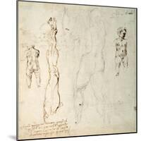 Study of the Christ Child and an Anatomical Drawing with Notes-Michelangelo Buonarroti-Mounted Giclee Print