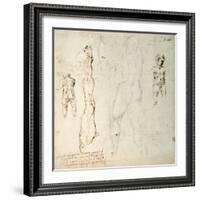 Study of the Christ Child and an Anatomical Drawing with Notes-Michelangelo Buonarroti-Framed Giclee Print