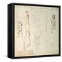 Study of the Christ Child and an Anatomical Drawing with Notes-Michelangelo Buonarroti-Framed Stretched Canvas