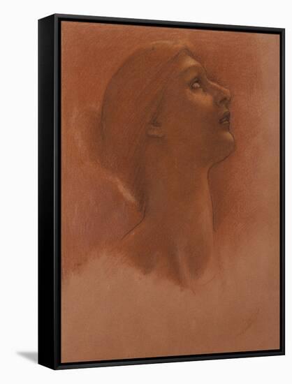 Study of the Head of a Girl Looking Up to the Right, c.1871-Edward Burne-Jones-Framed Stretched Canvas