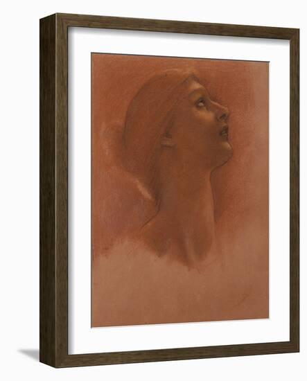 Study of the Head of a Girl Looking Up to the Right, c.1871-Edward Burne-Jones-Framed Giclee Print