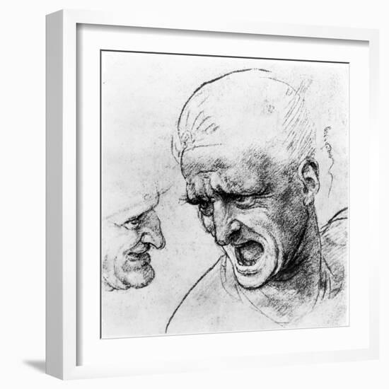 Study of the Heads of Two Soldiers, 1503-4-Leonardo da Vinci-Framed Giclee Print