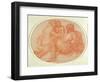 Study of the Holy Family (Red Chalk on Paper)-Michelangelo Buonarroti-Framed Giclee Print