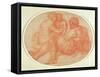 Study of the Holy Family (Red Chalk on Paper)-Michelangelo Buonarroti-Framed Stretched Canvas