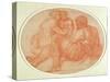 Study of the Holy Family (Red Chalk on Paper)-Michelangelo Buonarroti-Stretched Canvas