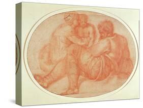 Study of the Holy Family (Red Chalk on Paper)-Michelangelo Buonarroti-Stretched Canvas