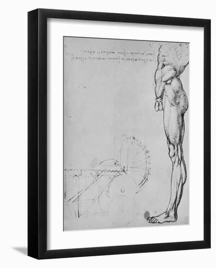 'Study of the Lower Half of a Man and of Machinery', c1480 (1945)-Leonardo Da Vinci-Framed Giclee Print