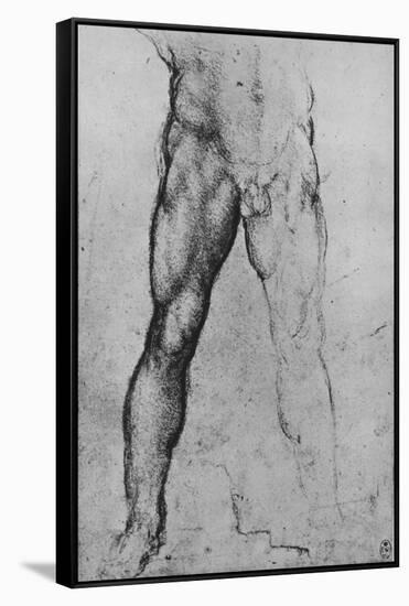 'Study of the Lower Half of a Nude Man Facing to the Front', c1480 (1945)-Leonardo Da Vinci-Framed Stretched Canvas