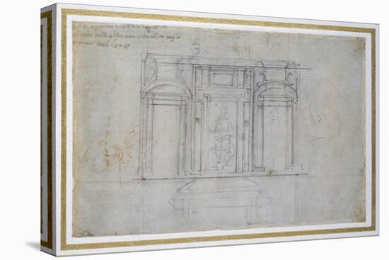 Study of the Upper Level of the Medici Tomb, C.1520-Michelangelo Buonarroti-Stretched Canvas