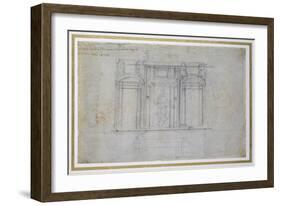 Study of the Upper Level of the Medici Tomb, C.1520-Michelangelo Buonarroti-Framed Giclee Print