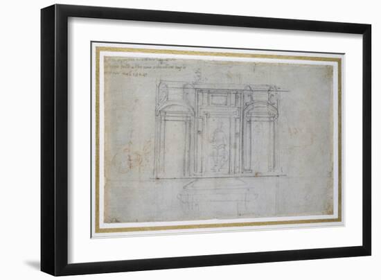 Study of the Upper Level of the Medici Tomb, C.1520-Michelangelo Buonarroti-Framed Giclee Print
