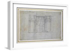 Study of the Upper Level of the Medici Tomb, C.1520-Michelangelo Buonarroti-Framed Giclee Print