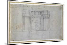 Study of the Upper Level of the Medici Tomb, C.1520-Michelangelo Buonarroti-Mounted Giclee Print