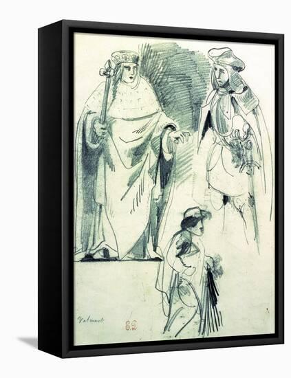 Study of Three Figures in Historical Dress-Eugene Delacroix-Framed Stretched Canvas