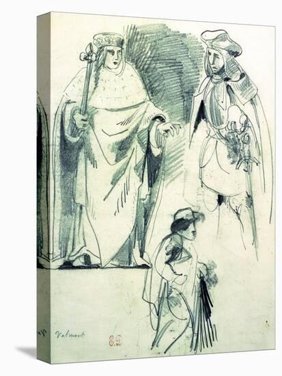 Study of Three Figures in Historical Dress-Eugene Delacroix-Stretched Canvas