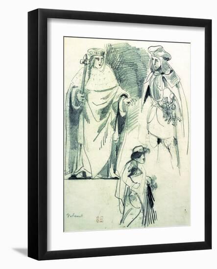 Study of Three Figures in Historical Dress-Eugene Delacroix-Framed Giclee Print
