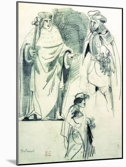 Study of Three Figures in Historical Dress-Eugene Delacroix-Mounted Giclee Print