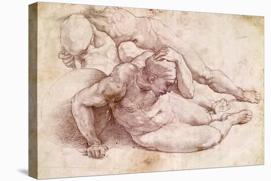 Study of Three Male Figures-Michelangelo Buonarroti-Stretched Canvas