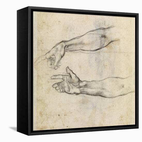 Study of Two Arms for 'The Drunkenness of Noah' in the Sistine Chapel-Michelangelo Buonarroti-Framed Stretched Canvas