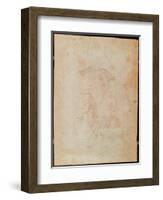 Study of Two Male Figures (Red Chalk on Paper) (Verso)-Michelangelo Buonarroti-Framed Giclee Print