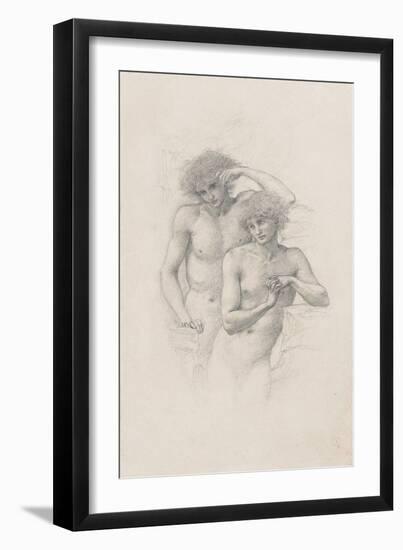 Study of Two Male Nudes for 'Arthur in Avalon', C. 1885-Edward Burne-Jones-Framed Giclee Print