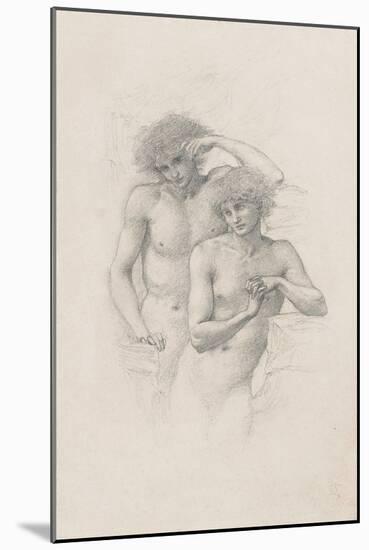 Study of Two Male Nudes for 'Arthur in Avalon', C. 1885-Edward Burne-Jones-Mounted Giclee Print