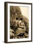 Study of Two Male Nudes Sitting Back to Back, C.1898-Wilhelm Von Gloeden-Framed Photographic Print