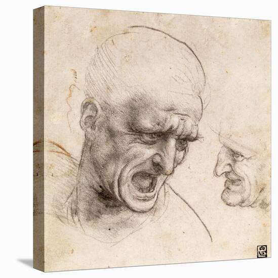 Study of Two Warriors' Heads for the Battle of Anghiari by Leonardo Da Vinci-Leonardo Da Vinci-Stretched Canvas