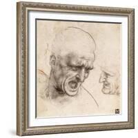 Study of Two Warriors' Heads for the Battle of Anghiari by Leonardo Da Vinci-Leonardo Da Vinci-Framed Giclee Print