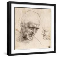 Study of Two Warriors' Heads for the Battle of Anghiari by Leonardo Da Vinci-Leonardo Da Vinci-Framed Giclee Print