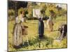 Study of Washers at Eragny; Les Laveuses, Etude, a Eragny, c.1901-Camille Pissarro-Mounted Giclee Print